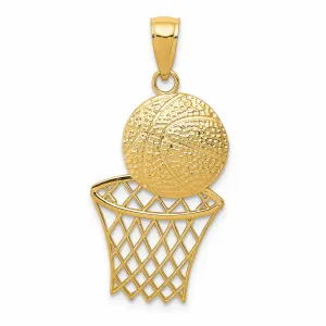 14 Yellow Gold Basketball and Net Charm Pendant