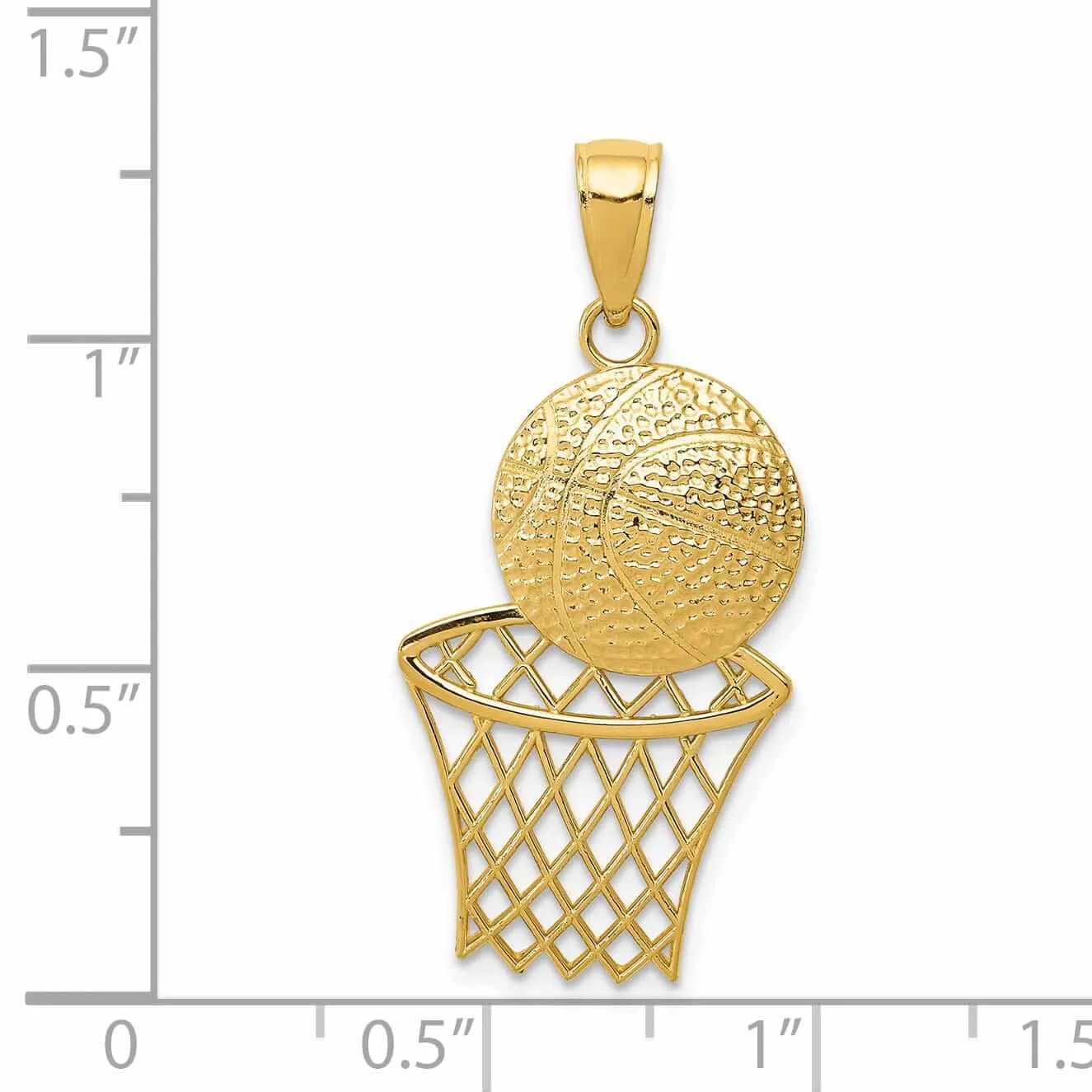 14 Yellow Gold Basketball and Net Charm Pendant