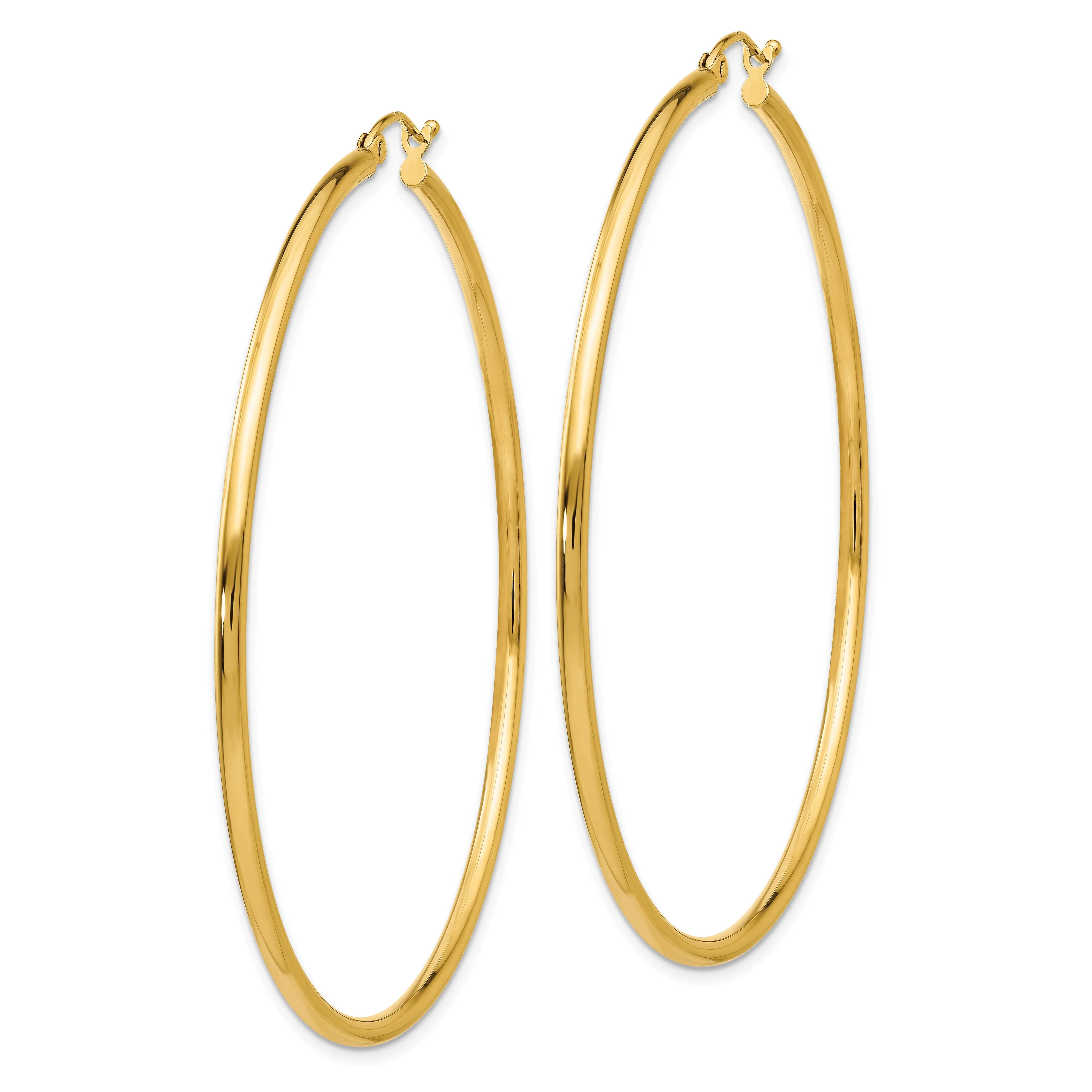 14k Yellow Gold Lightweight Tube Hoop Earrings