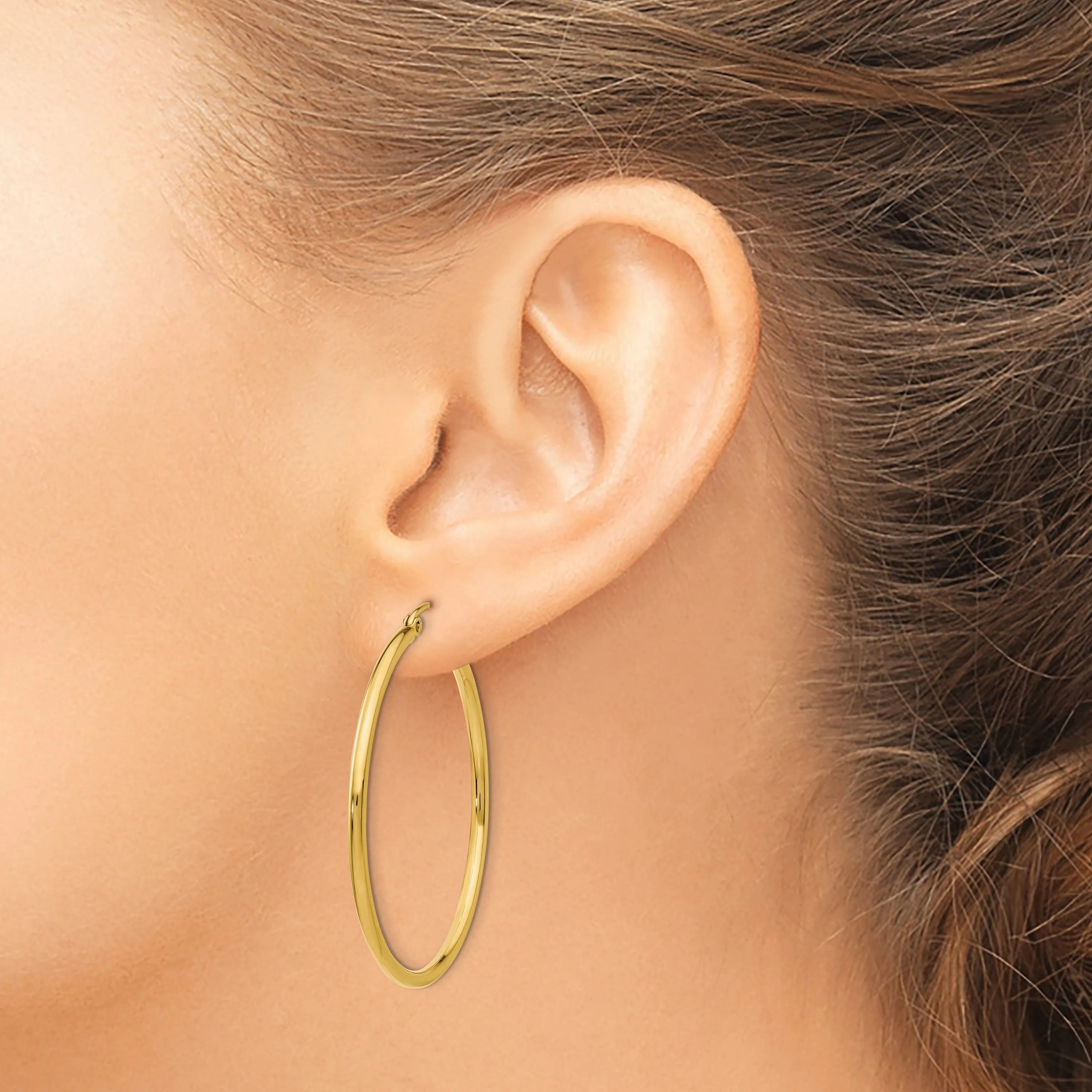 14k Yellow Gold Lightweight Tube Hoop Earrings