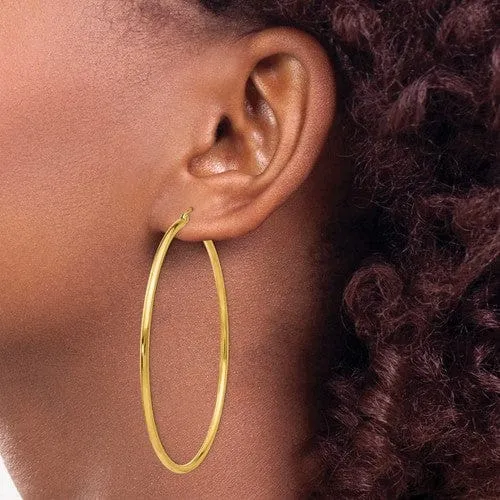 14k Yellow Gold Lightweight Tube Hoop Earrings