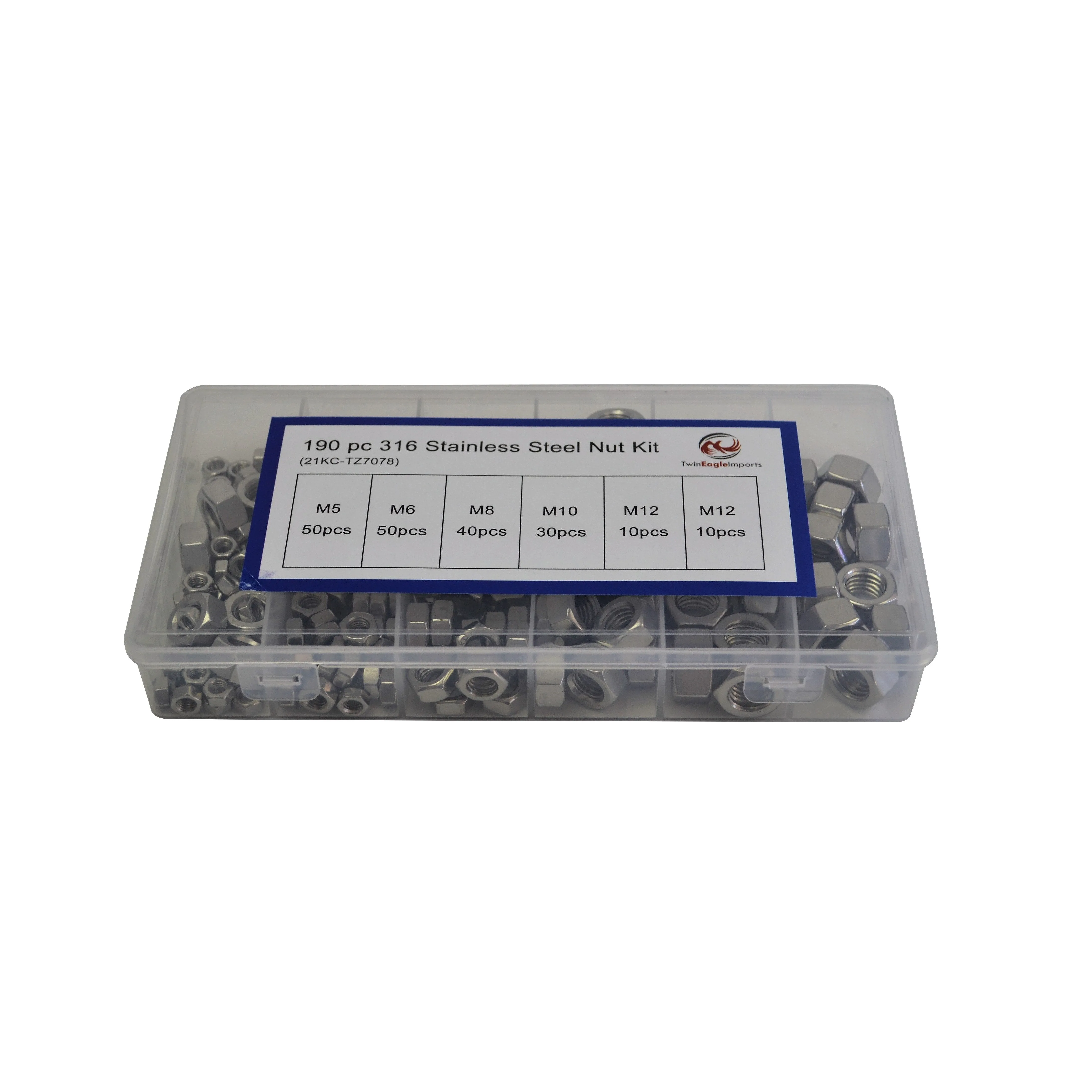 190pc 316 Stainless Steel Metric UNC Hex Nut and 460pc Stainless Steel Washer