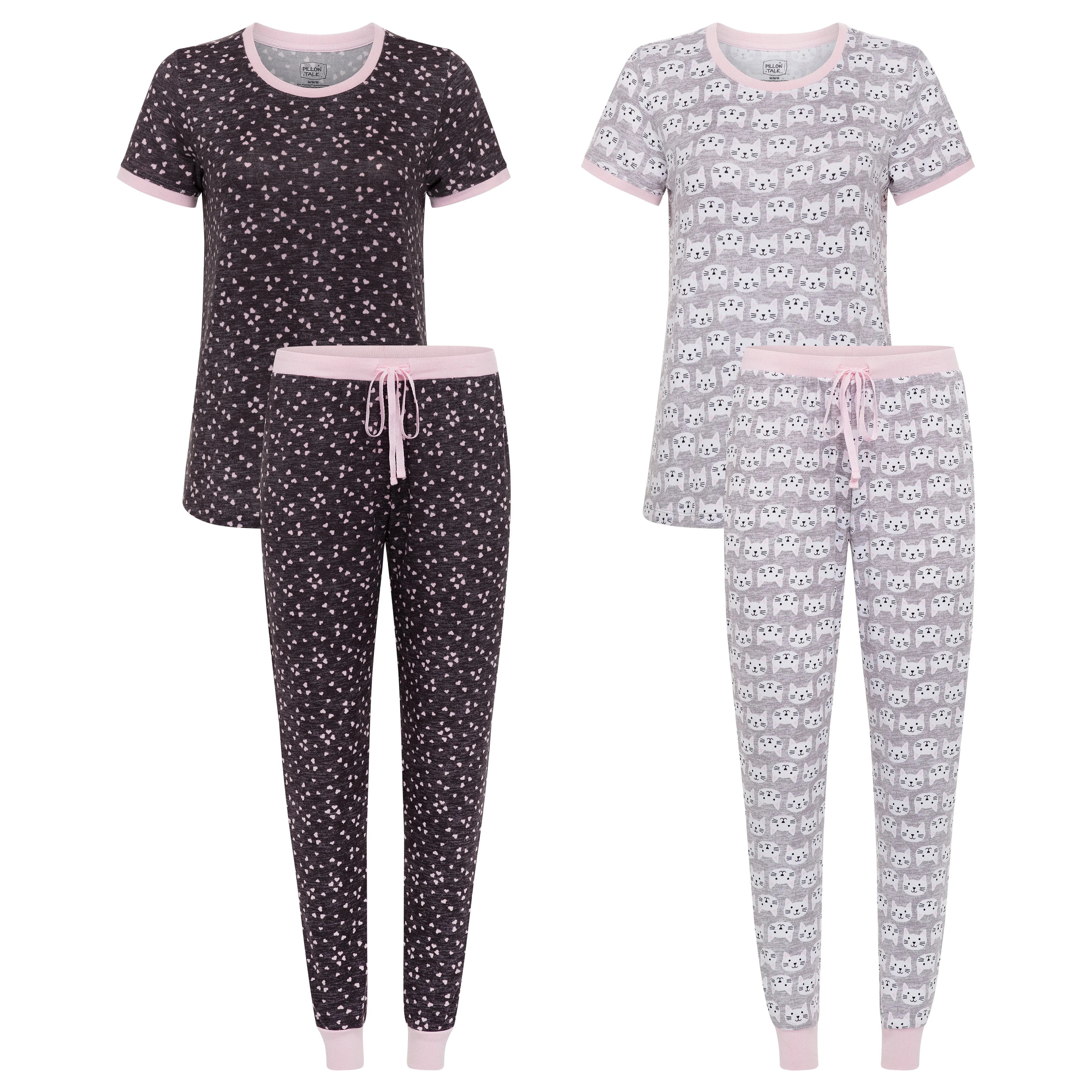 2 Pack Short Sleeve Lightweight Hacci Jogger Set