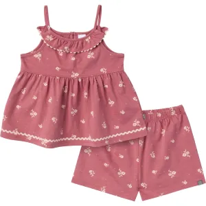 2-Piece Infant & Toddler Girls Rose Bouquet Ruffle Top and Shorts Set