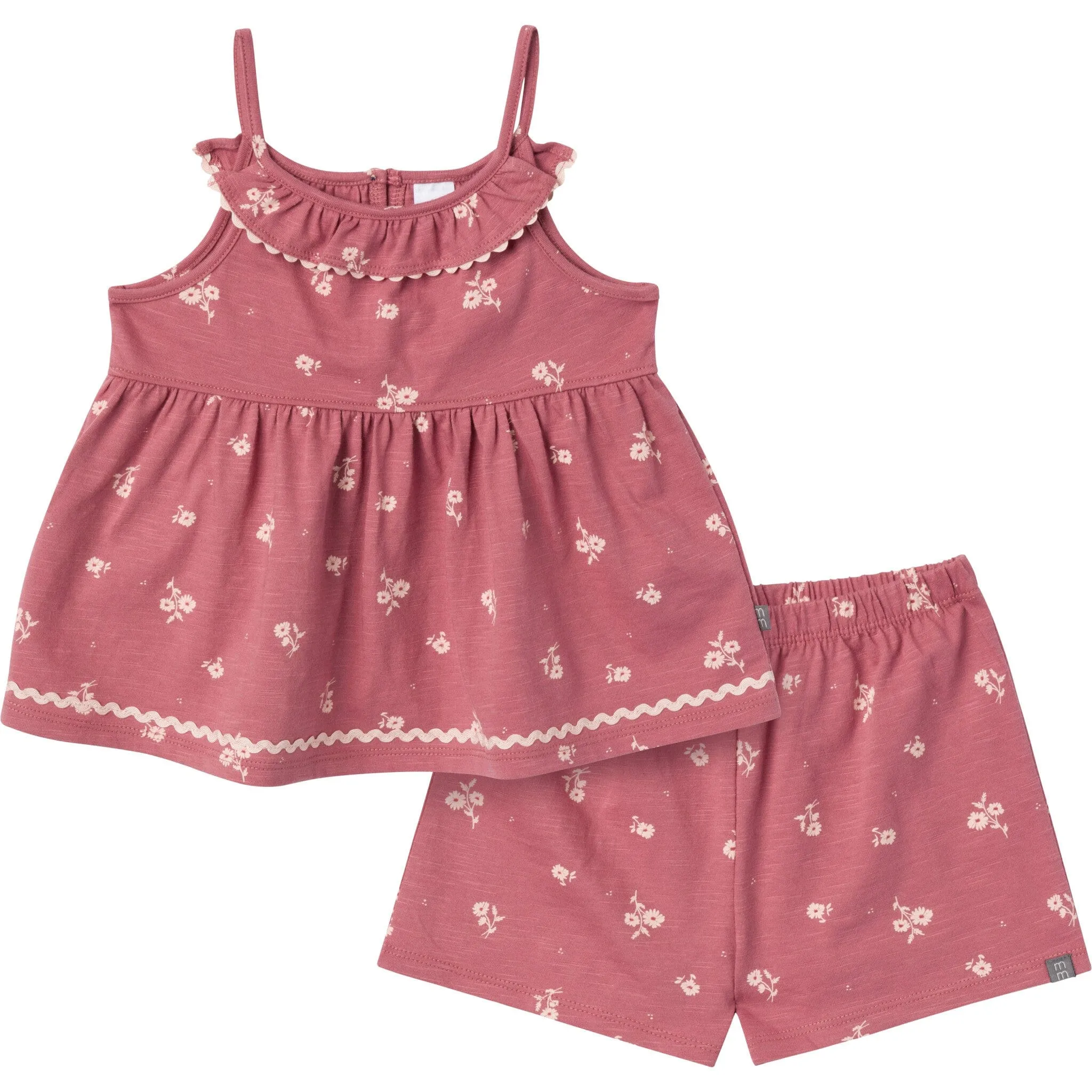 2-Piece Infant & Toddler Girls Rose Bouquet Ruffle Top and Shorts Set