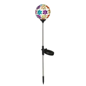22"H Mosaic Globes Solar Garden Stakes, Color Flowers,2sp6044a