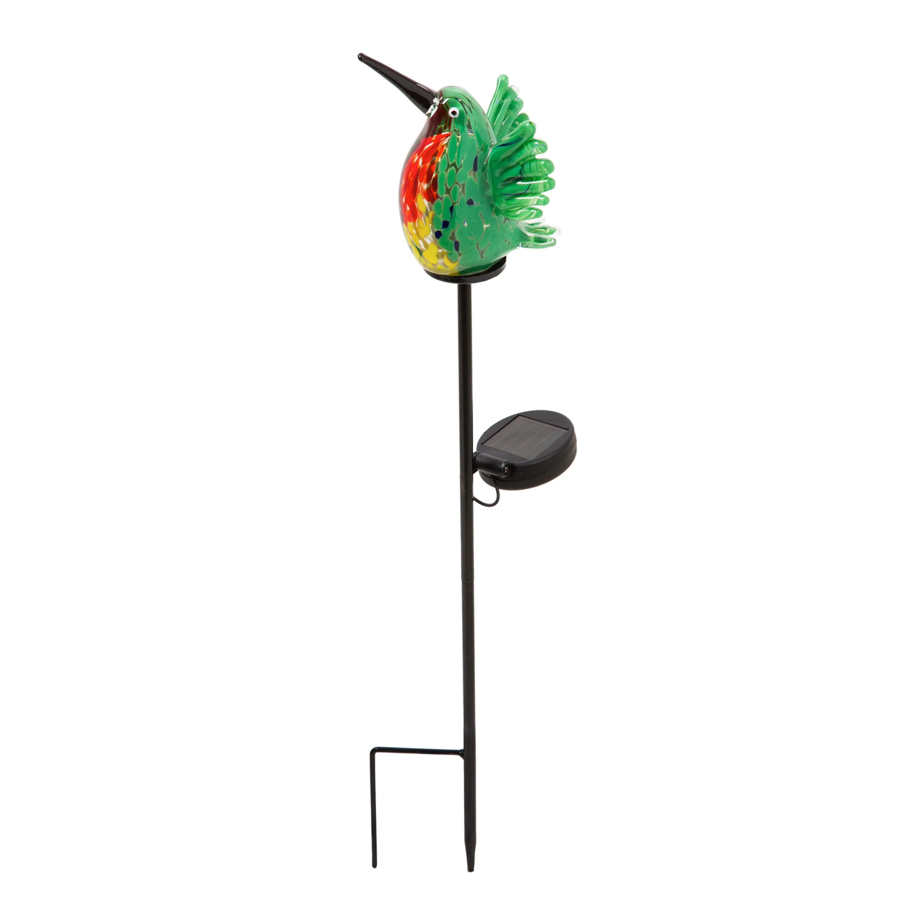 23"H Solar Art Glass Garden Stake, Hummingbird,2sp6333ecm