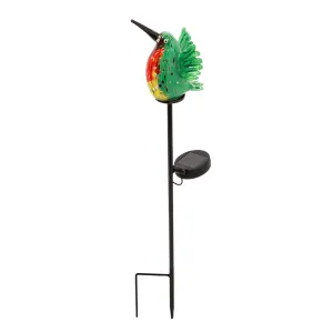 23"H Solar Art Glass Garden Stake, Hummingbird,2sp6333ecm