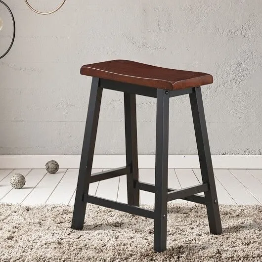 24 Inch Height Set of 2 Home Kitchen Dining Room Bar Stools-Coffee - Color: Brow