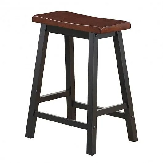 24 Inch Height Set of 2 Home Kitchen Dining Room Bar Stools-Coffee - Color: Brow