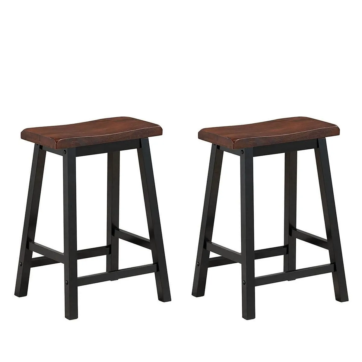 24 Inch Height Set of 2 Home Kitchen Dining Room Bar Stools-Coffee - Color: Brow