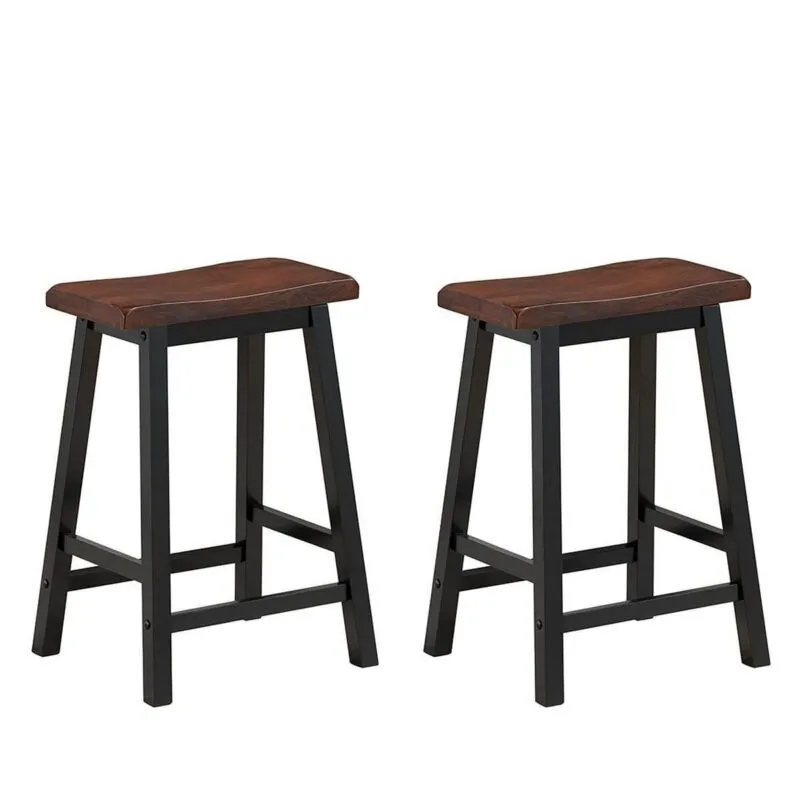 24 Inch Height Set of 2 Home Kitchen Dining Room Bar Stools-Coffee - Color: Brow