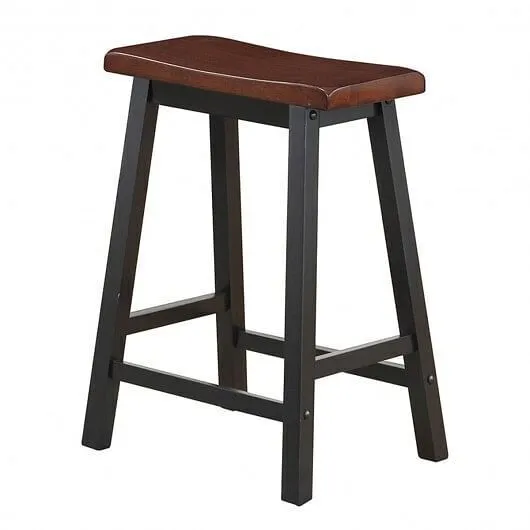 24 Inch Height Set of 2 Home Kitchen Dining Room Bar Stools-Coffee - Color: Brow
