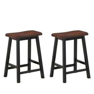 24 Inch Height Set of 2 Home Kitchen Dining Room Bar Stools-Coffee - Color: Brow