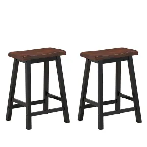 24 Inch Height Set of 2 Home Kitchen Dining Room Bar Stools-Coffee - Color: Brow