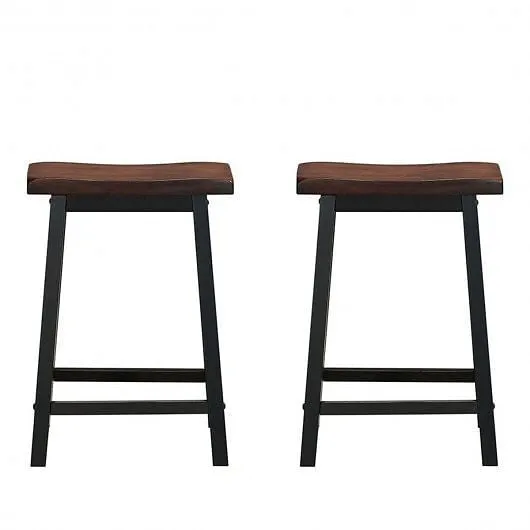 24 Inch Height Set of 2 Home Kitchen Dining Room Bar Stools-Coffee - Color: Brow