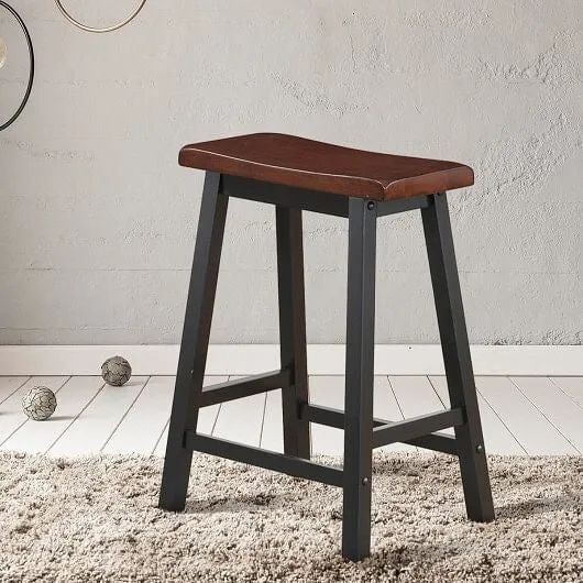 24 Inch Height Set of 2 Home Kitchen Dining Room Bar Stools-Coffee - Color: Brow