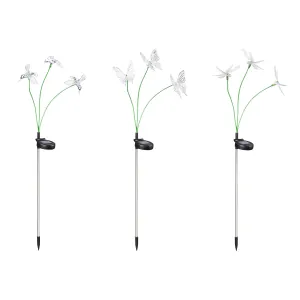 35" 3 Flex-Branch Solar Stake, Hummingbird, Butterfly, and Dragonfly, 3 ASST,2sp5314