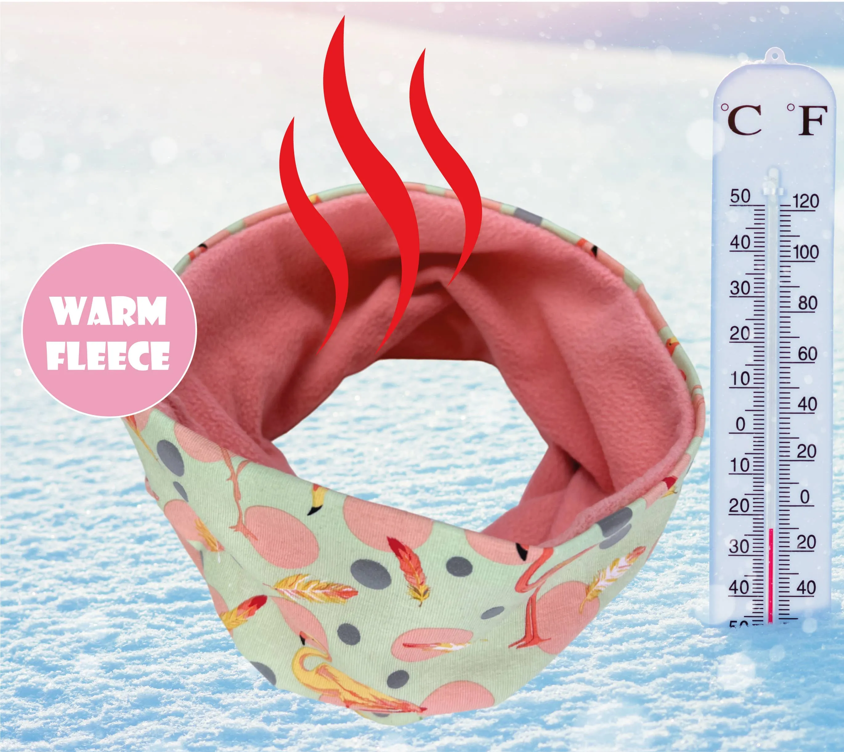 360° Reflector Hat & Loop Set - Flamingo Winter with Fleece