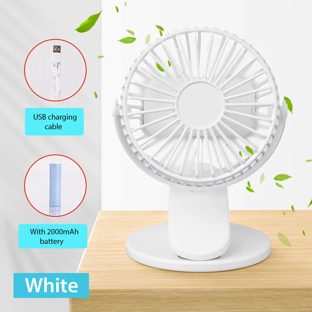 4 inch Electric USB Rechargeable Battery Clip On Desk Portable Mini Cooling Fan
