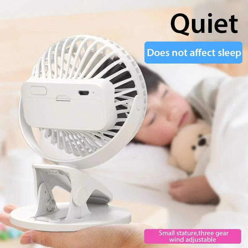 4 inch Electric USB Rechargeable Battery Clip On Desk Portable Mini Cooling Fan