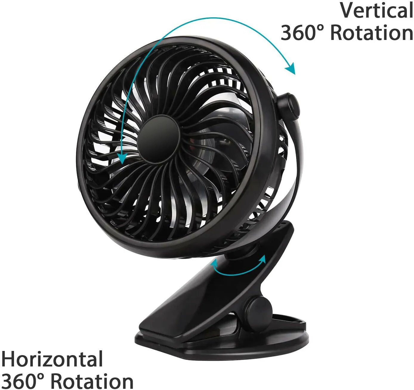 4 inch Electric USB Rechargeable Battery Clip On Desk Portable Mini Cooling Fan