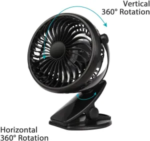 4 inch Electric USB Rechargeable Battery Clip On Desk Portable Mini Cooling Fan