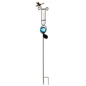 43.7"H Solar Rain Gauge Garden Stake, Blue,2sp6157as