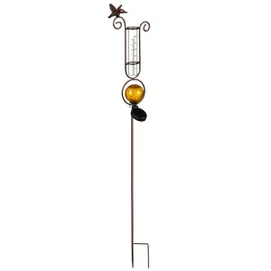43.7"H Solar Rain Gauge Garden Stake, Orange,2sp6157bs