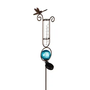 44.5"H Solar Rain Gauge Garden Stake, Blue,2sp6157a