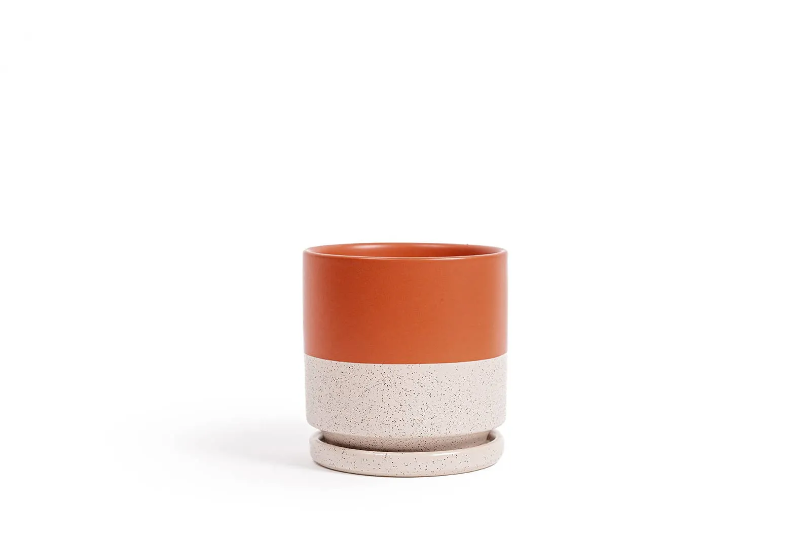 4.5" Cylinder Pot with Water Saucer | Textured Forest