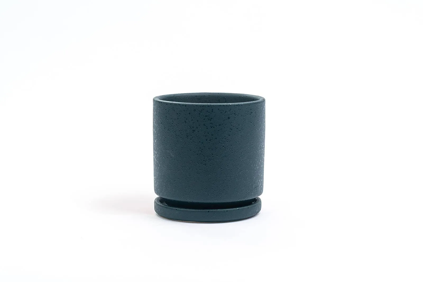 4.5" Cylinder Pot with Water Saucer | Textured Forest