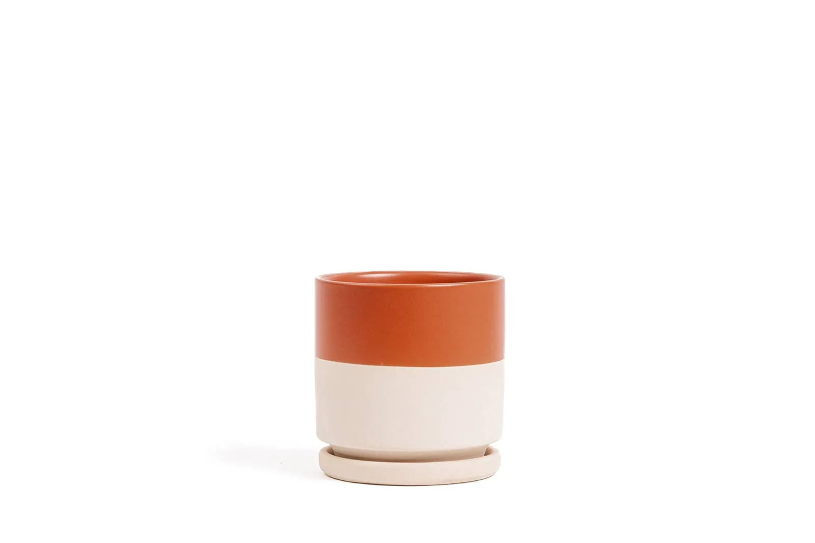 4.5" Cylinder Pot with Water Saucer | Textured Forest