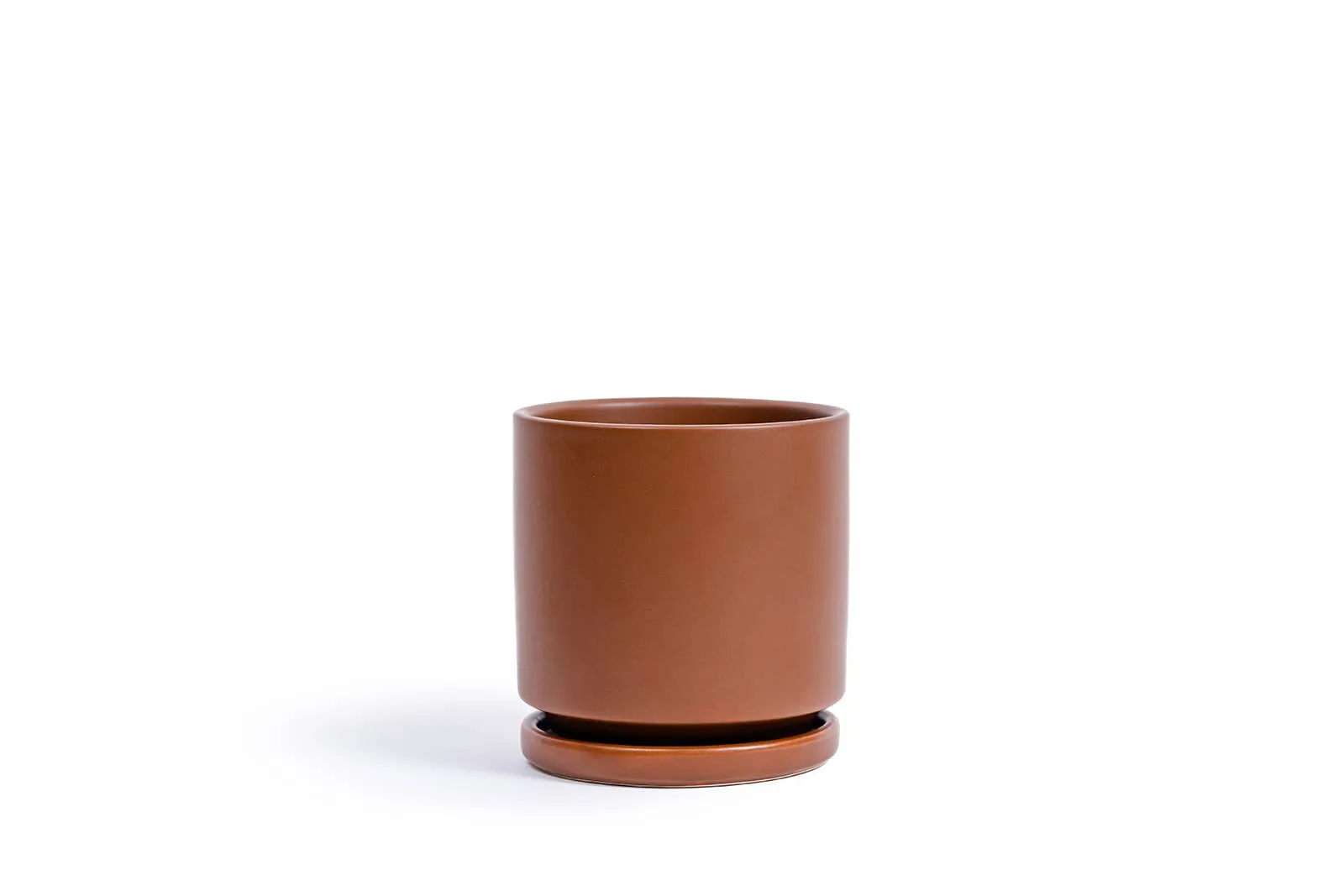 4.5" Cylinder Pot with Water Saucer | Textured Forest