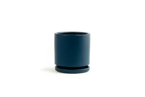 4.5" Gemstone Cylinder Pot with Water Saucer | Midnight