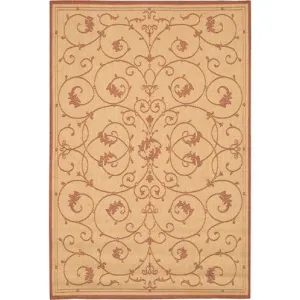 5'10 x 9'2 Indoor Outdoor Area Rug with Floret Floral Pattern Terracotta