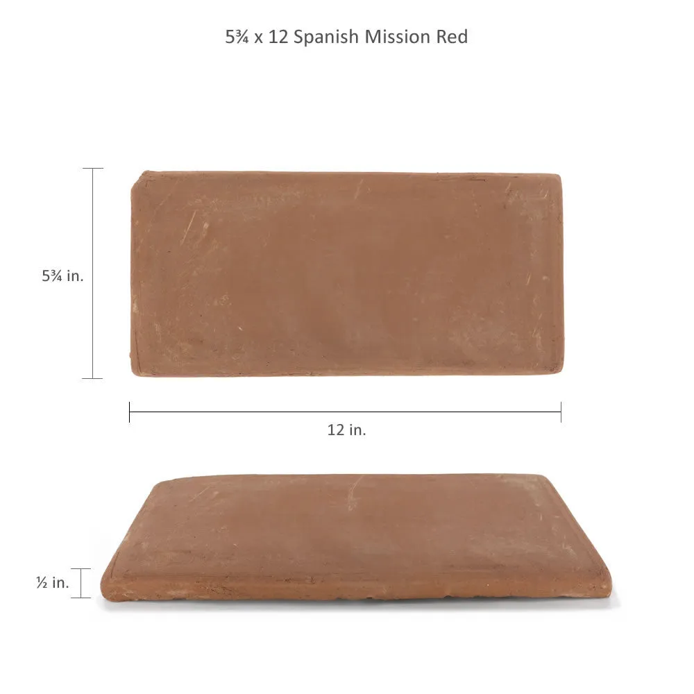 5.75 x 12 Unsealed Spanish Mission Red - Floor Tile