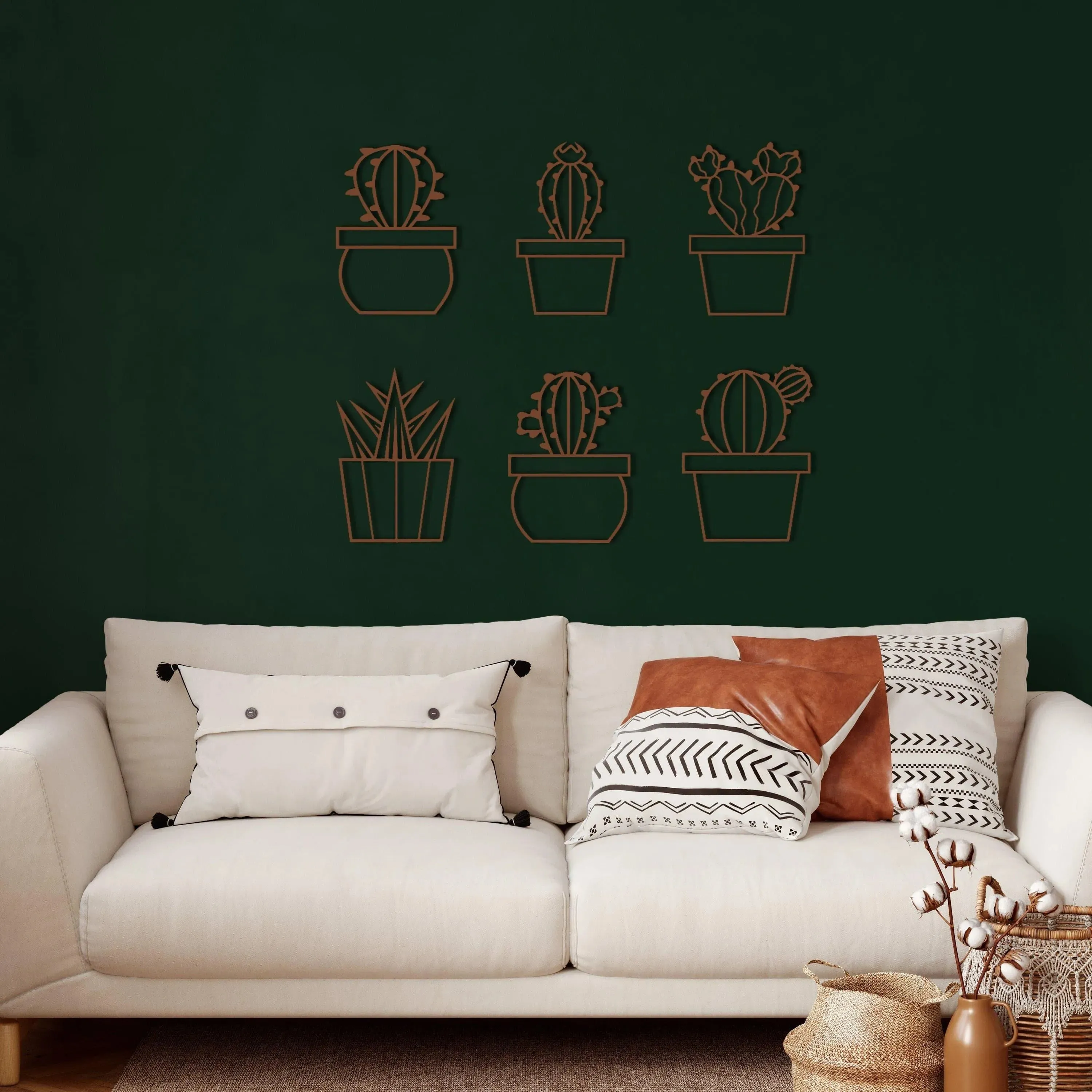 6 Pieces Metal Cactus Wall Decor