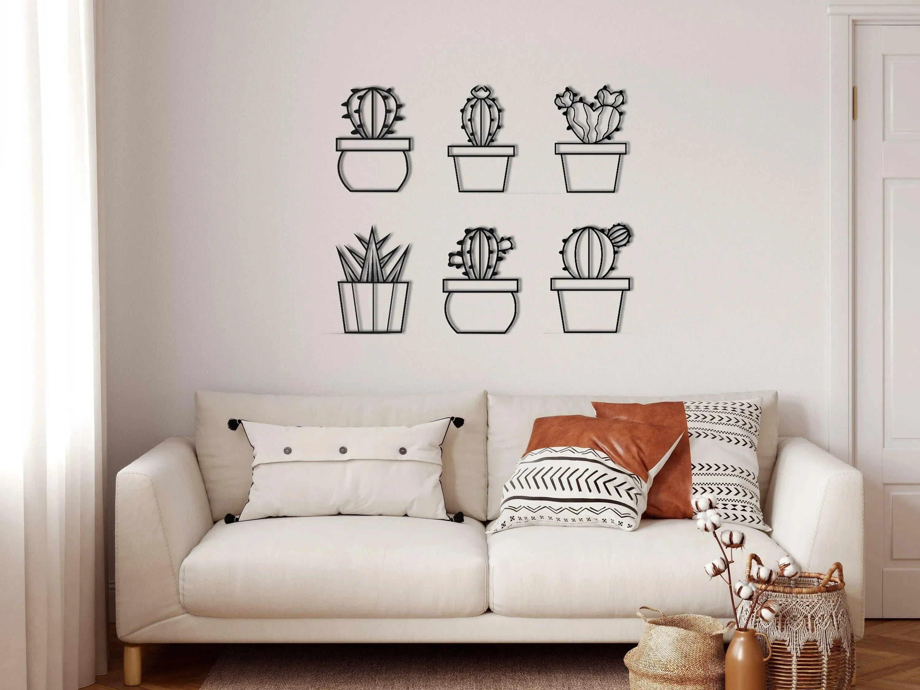 6 Pieces Metal Cactus Wall Decor
