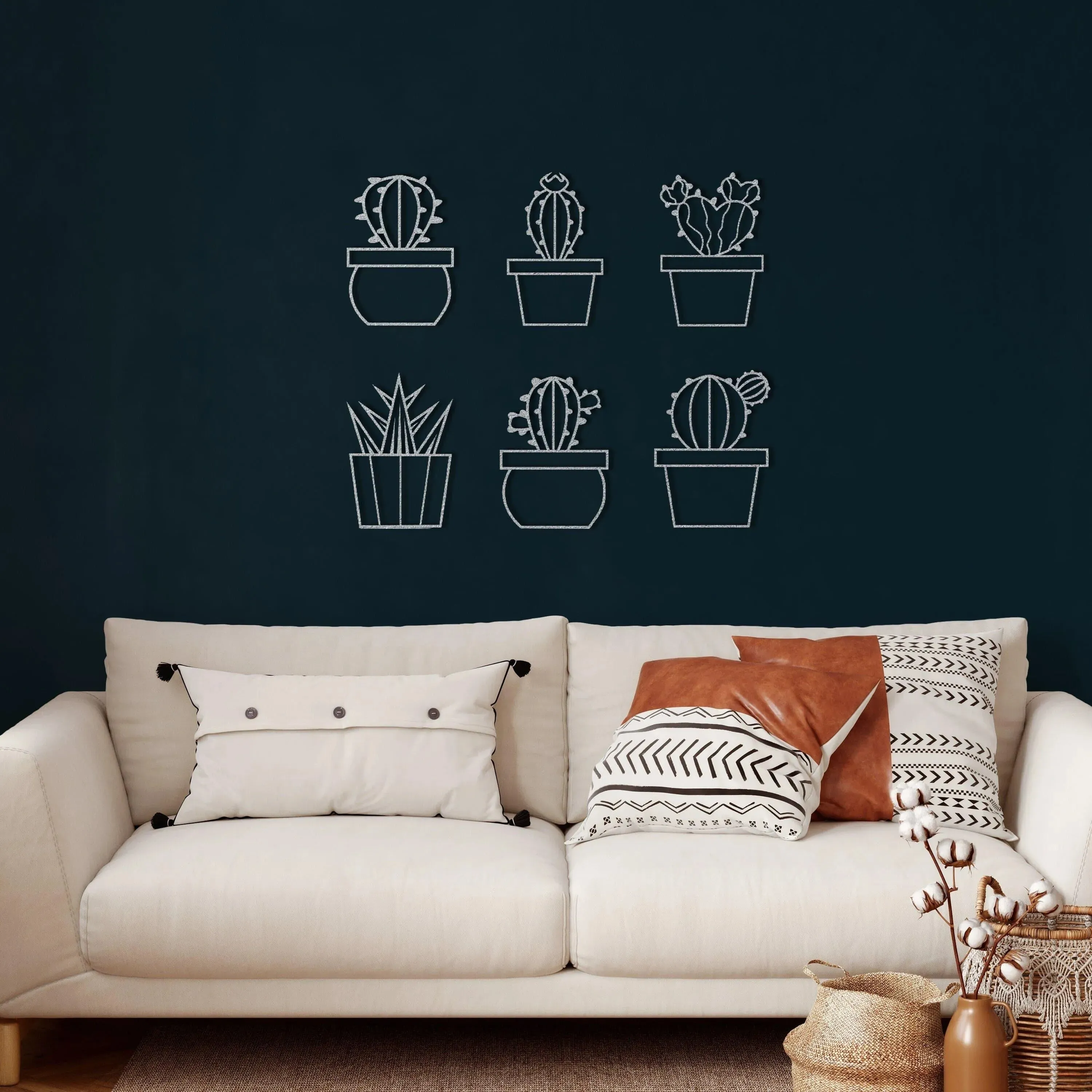 6 Pieces Metal Cactus Wall Decor