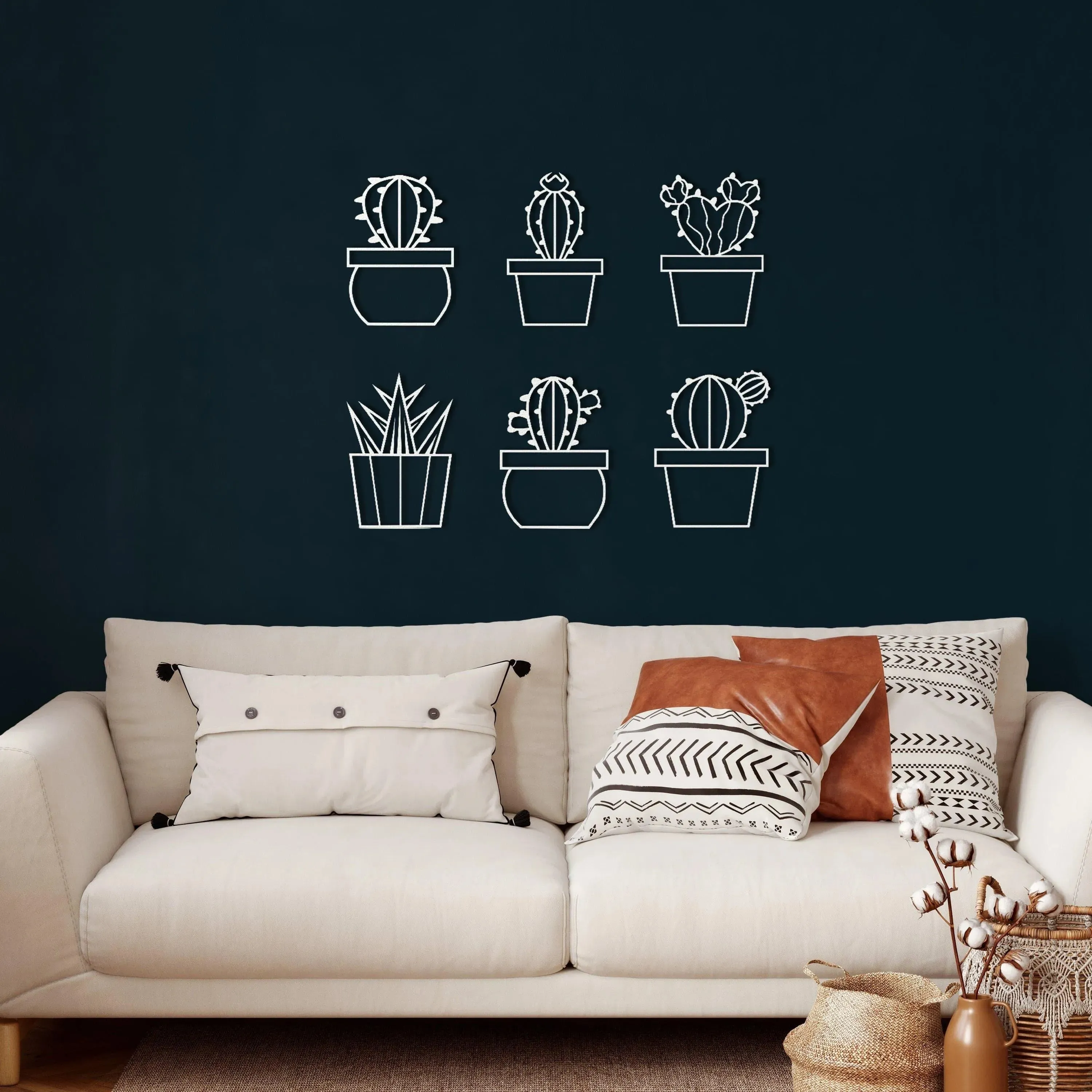 6 Pieces Metal Cactus Wall Decor