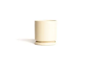 6.25" Gemstone Cylinder Pots with Water Saucers | Almond