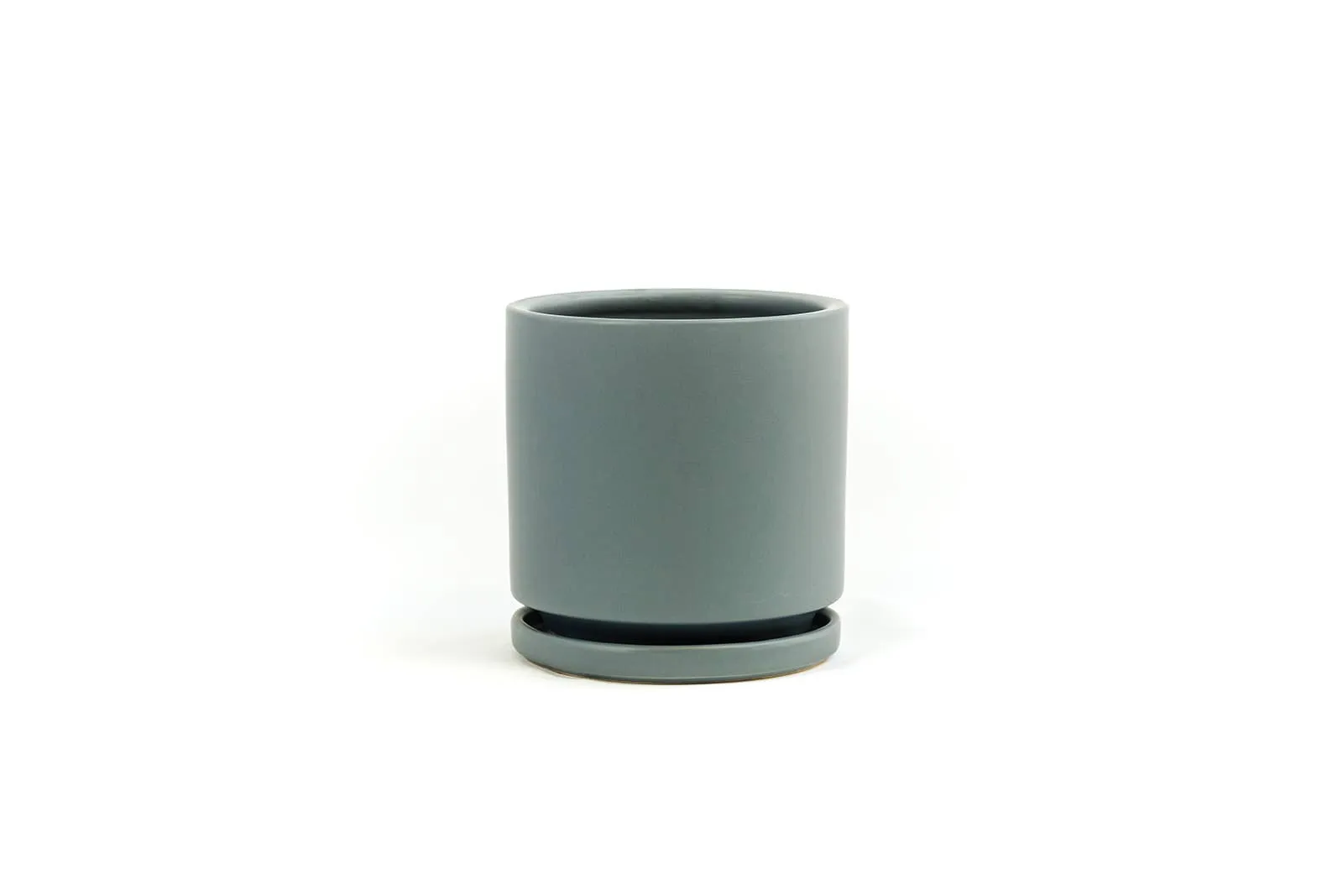 6.25" Gemstone Cylinder Pots with Water Saucers | Granite