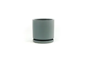 6.25" Gemstone Cylinder Pots with Water Saucers | Granite