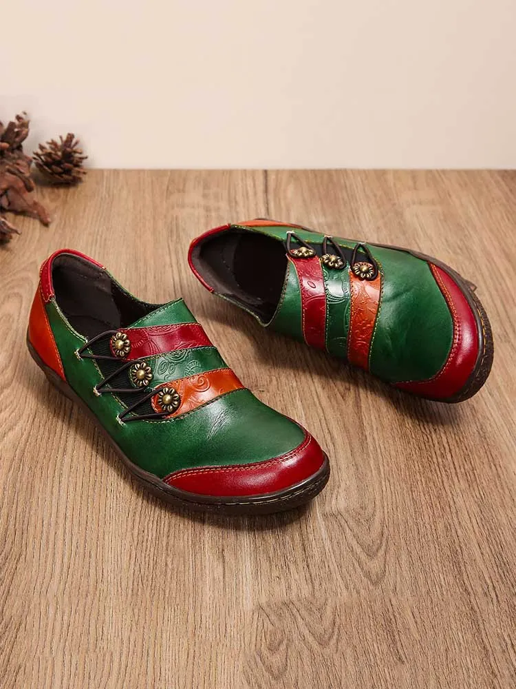 Addilynn Retro Handmade Leather Flat Shoes