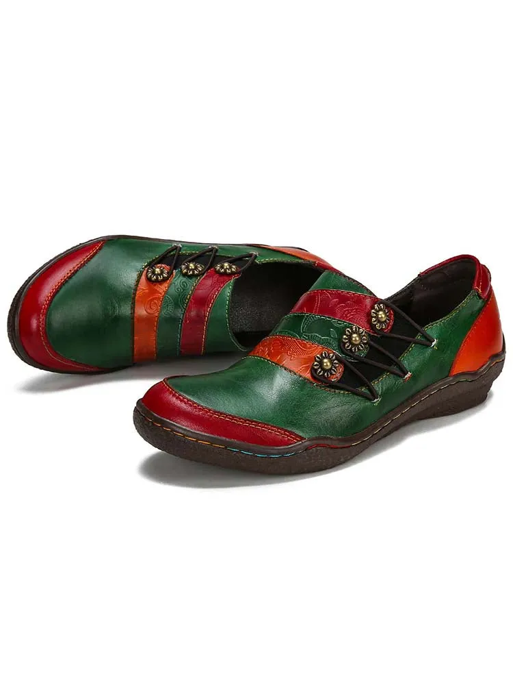 Addilynn Retro Handmade Leather Flat Shoes