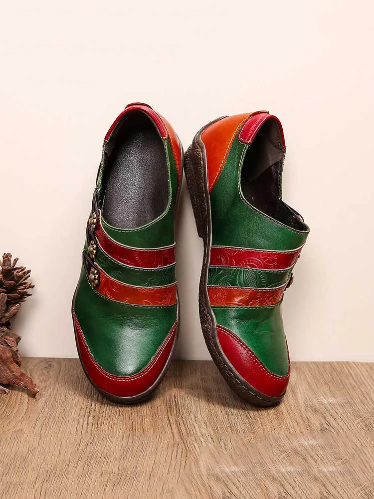 Addilynn Retro Handmade Leather Flat Shoes