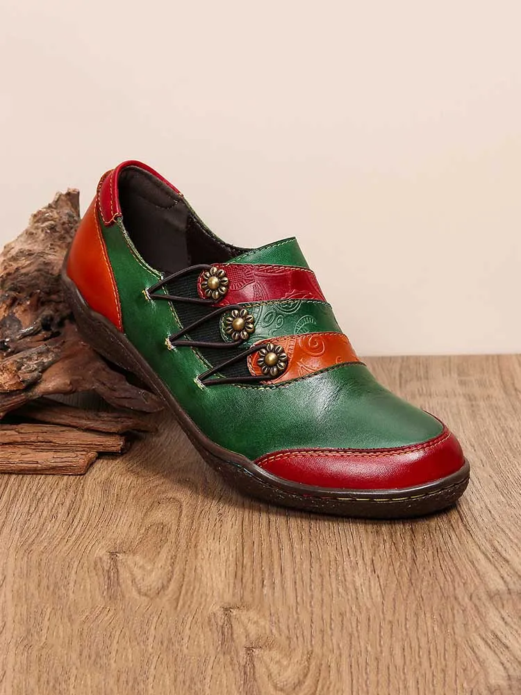 Addilynn Retro Handmade Leather Flat Shoes