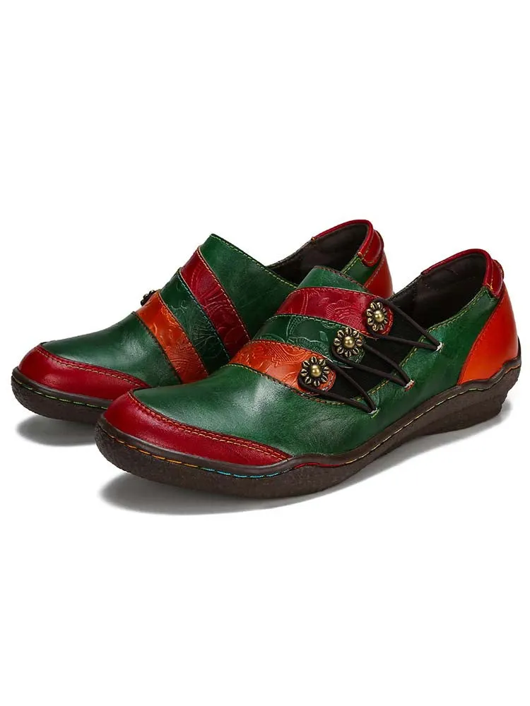 Addilynn Retro Handmade Leather Flat Shoes