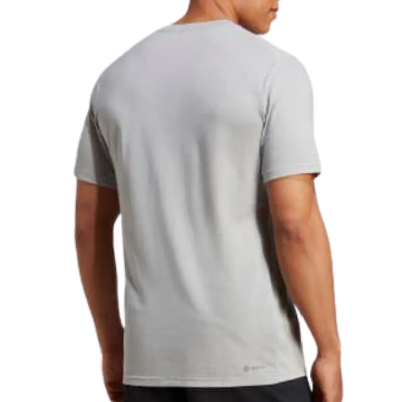Adidas Medium Grey Heather / Black Train Essentials Feelready Logo Training Men Tennis Tee